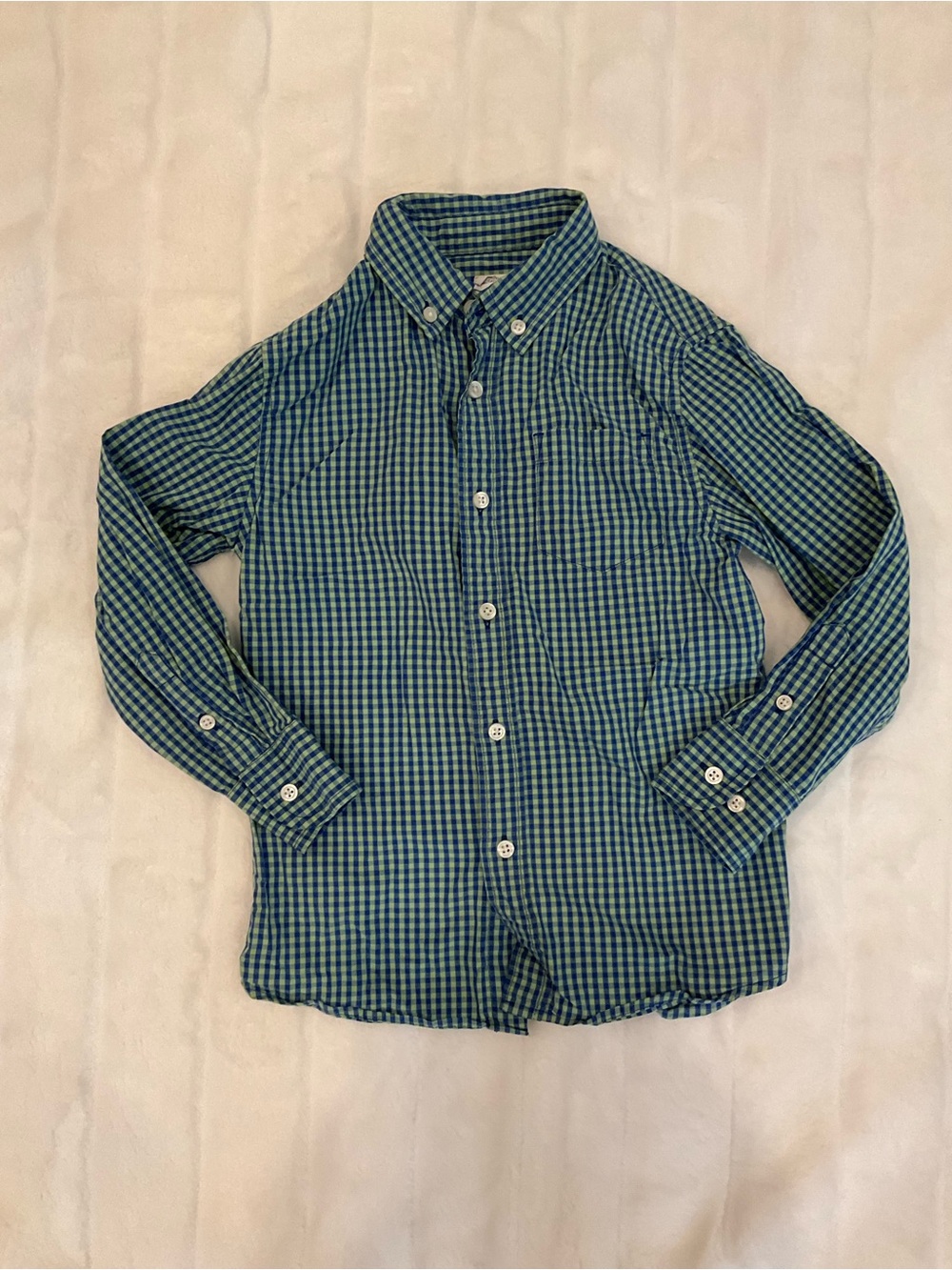 Ralph Lauren Green and Blue Gingham Button-Down Shirt